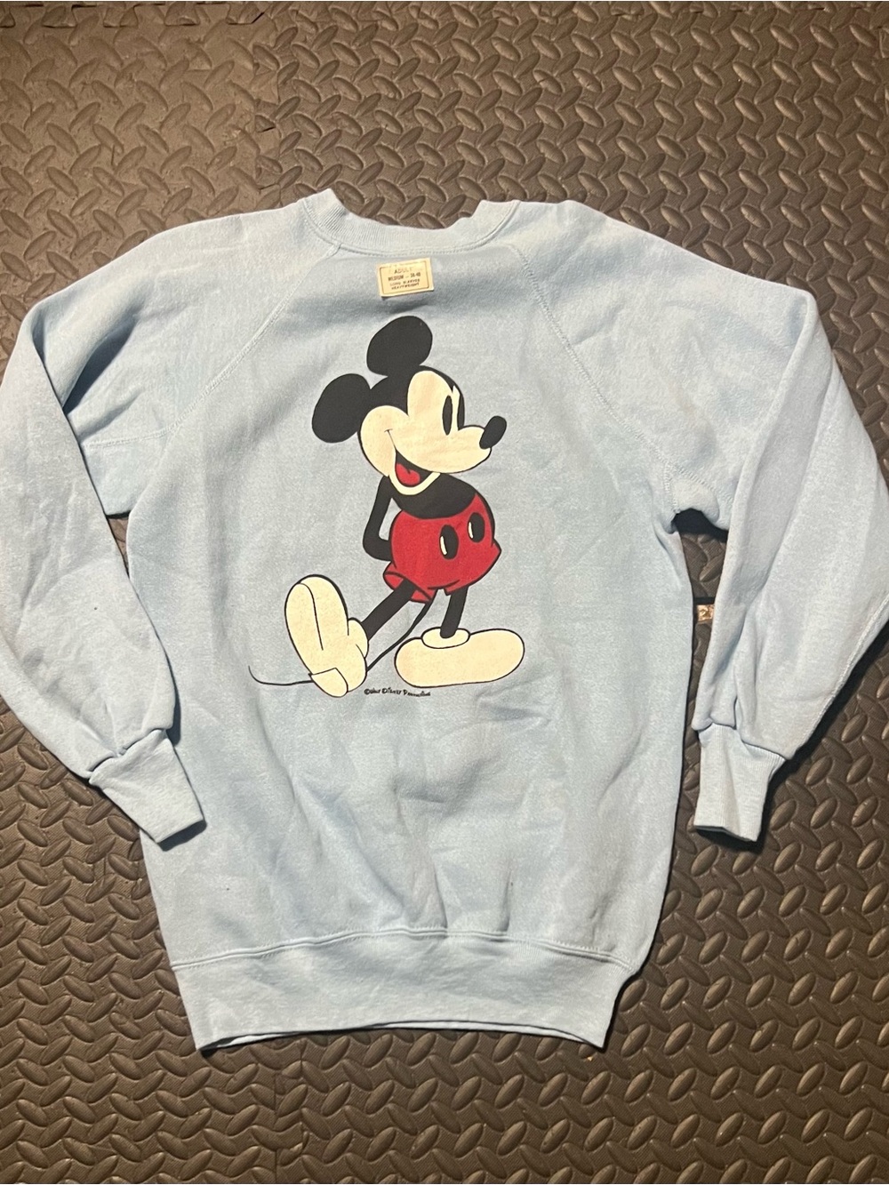 Vintage Disney Light Blue Pullover Sweatshirt with Mickey Print